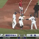【ヤクルト対広島1回戦】ヤクルト・増田珠、広島・鈴木から今季第1号2ランホームラン！リードを6点に広げる！！！！！！！！！！