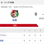 【試合結果】ヤクルト2-0広島　サンタナ5号2ラン！キハダ10セーブ！