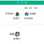 4/26セ順位 燕虎-=兎==//-星===鯉-=竜