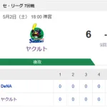 【試合結果】ヤクルト6☓-5DeNA　武岡タイムリーでサヨナラ勝利！