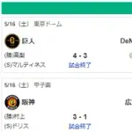 5/16セ順位 燕=虎-=兎==/星/-=====鯉=竜