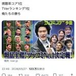 【朗報】粗品さん「ツッコミスター、コア視聴率1位、TVer1位、おれたちの勝ち」