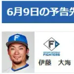 【公示】DeNA昇格・抹消なし 6/9(火)の予告先発 （F-DB）伊藤大海×平良拳太郎