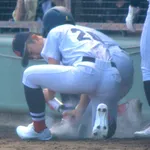 ドラフト１位候補織田、ピッチャーライナーで降板➡車椅子で病院直行