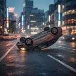 【動画】馬鹿な運転してる車カスに事故れ事故れと念を飛ばしたら勝手に横転してバロスwww