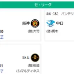 8/6セ順位　虎=兎=====//-====燕星===竜鯉
