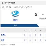 【8/11 D 5-2 DB】中日・大野雄大、投打で躍動!2回2点適時打&6回2失点で今季8勝目!!