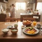 「←私の朝食 兄の朝食→」 帰省の翌朝に母が用意した手料理がすごすぎる 「ホテル並み」の食卓に羨望の声「このおうちに帰省したい」