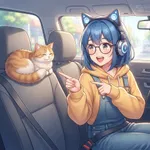 車に猫が乗る